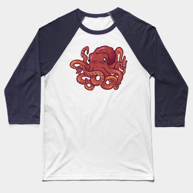 Giant Pacific Octopus Baseball T-Shirt by bytesizetreasure